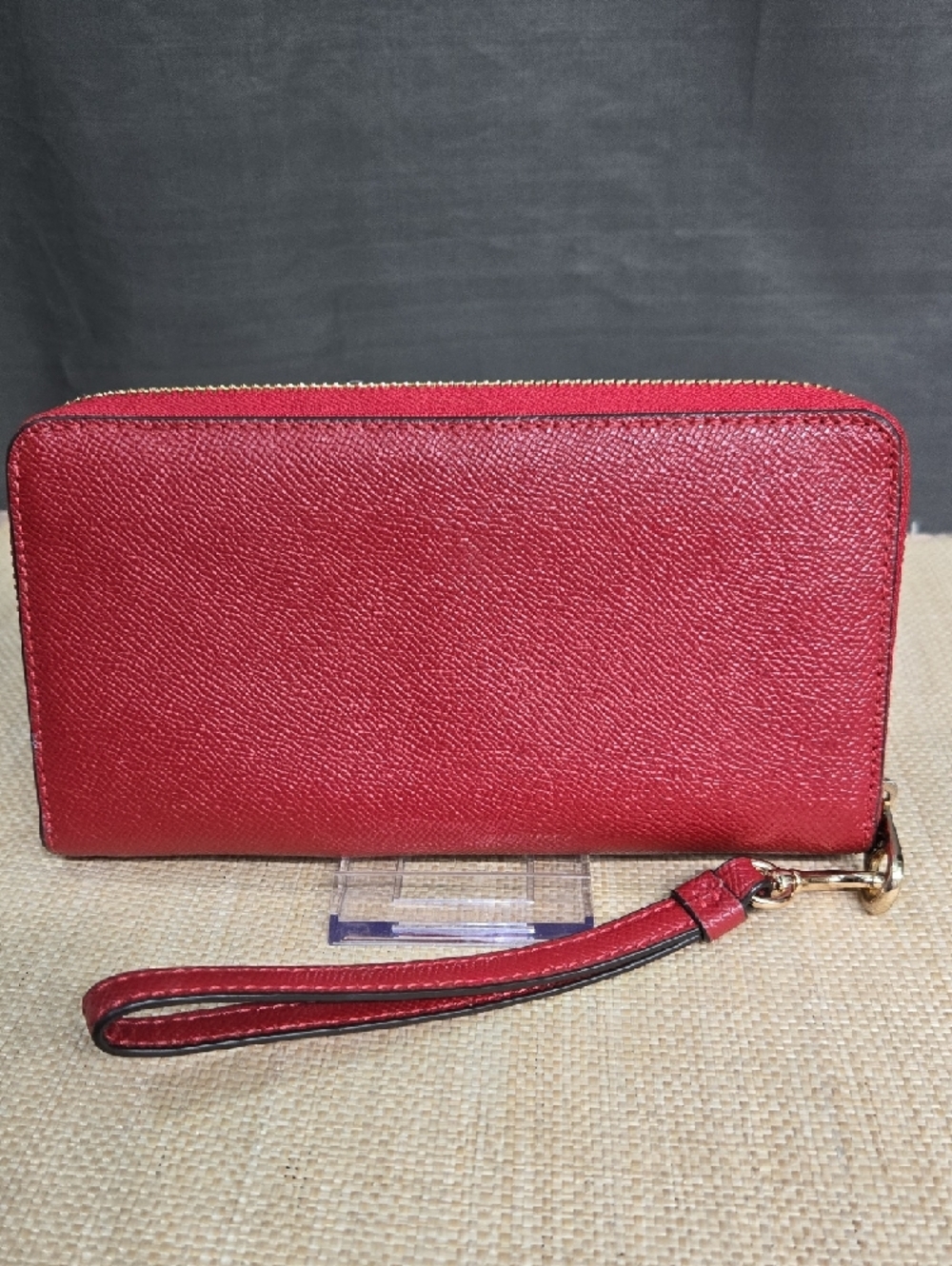 Coach Red Saffiano Zip-Around Wristlet Wallet with Detachable Strap - Picture 2 of 13